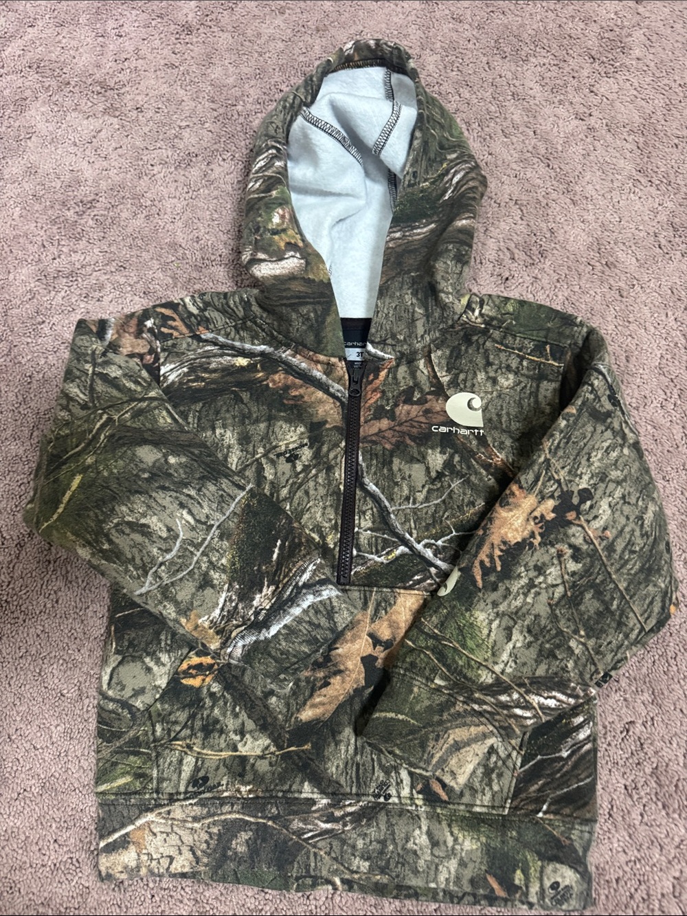 Carhartt Kids' Camo Half-Zip Hoodie - Green/Brown 3T